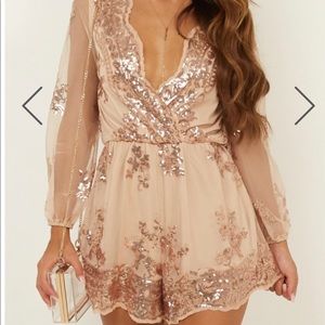 Rose gold sequin romper